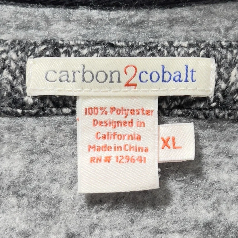 Carbon2Cobalt Herringbone Fleece 1/4 Zip Pullover Sweatshirt Mens Sz XL Gray
